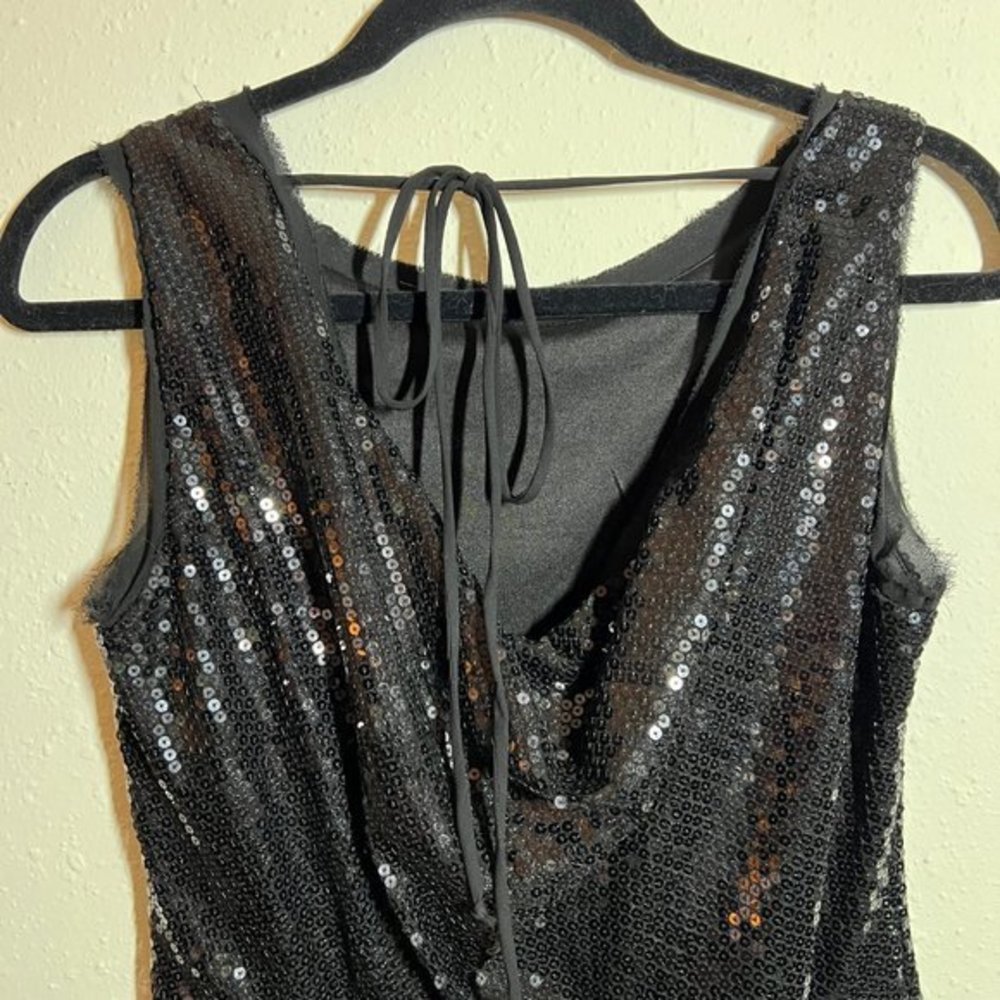 Cynthia Rowley Tie-Back Black Sequin‎ Dress - Picture 5 of 6